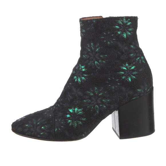 Dries Van Noton, green iridescent Jacquard brocade boots - Picture 3 of 8